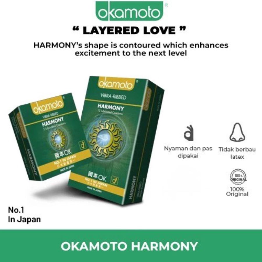 Okamoto Harmony Vibra Ribbed Kondom Pria 3sachets