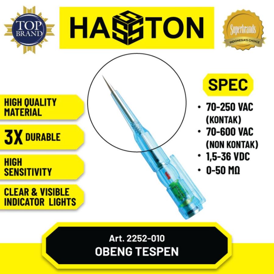 Hasston 2252-010 Obeng Multi Tespen 500V Voltage Tester