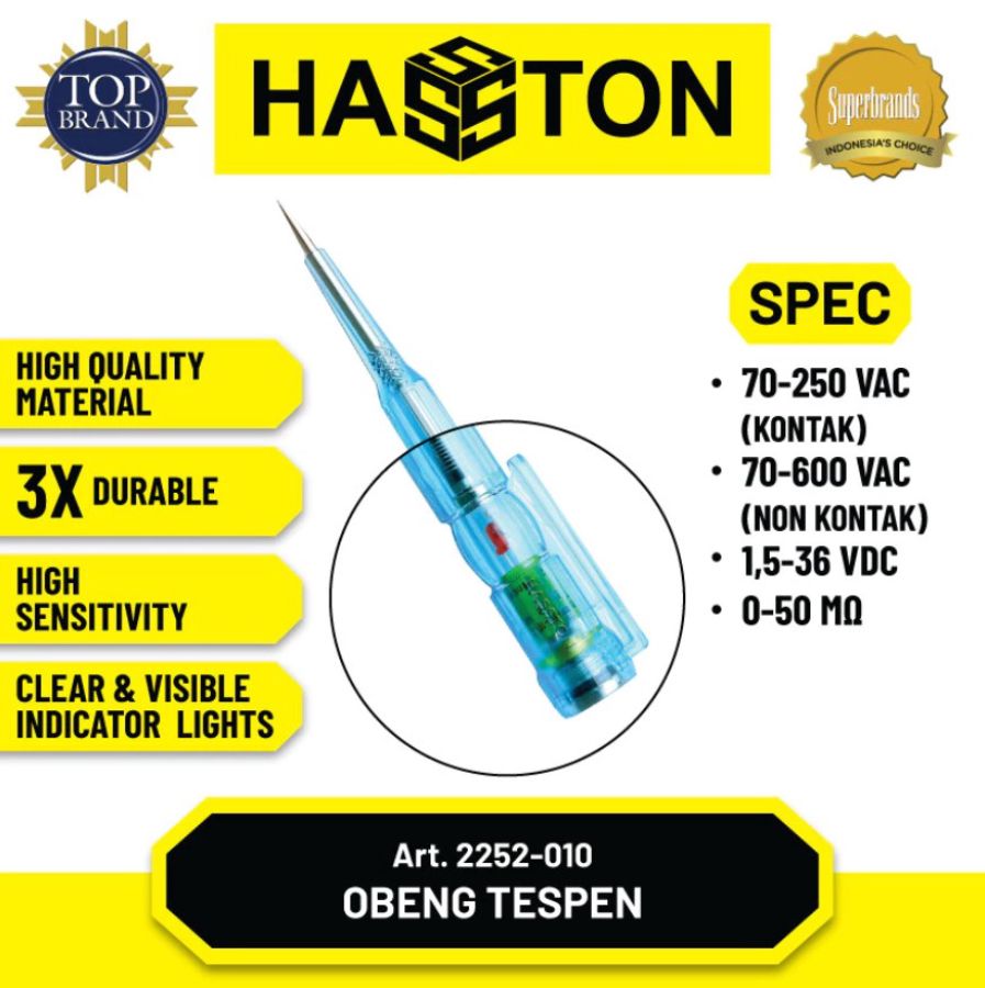 Hasston 2252-010 Obeng Multi Tespen 500V Voltage Tester