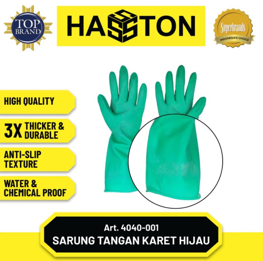 Hasston 4040-001 Hijau Sarung Tangan Karet