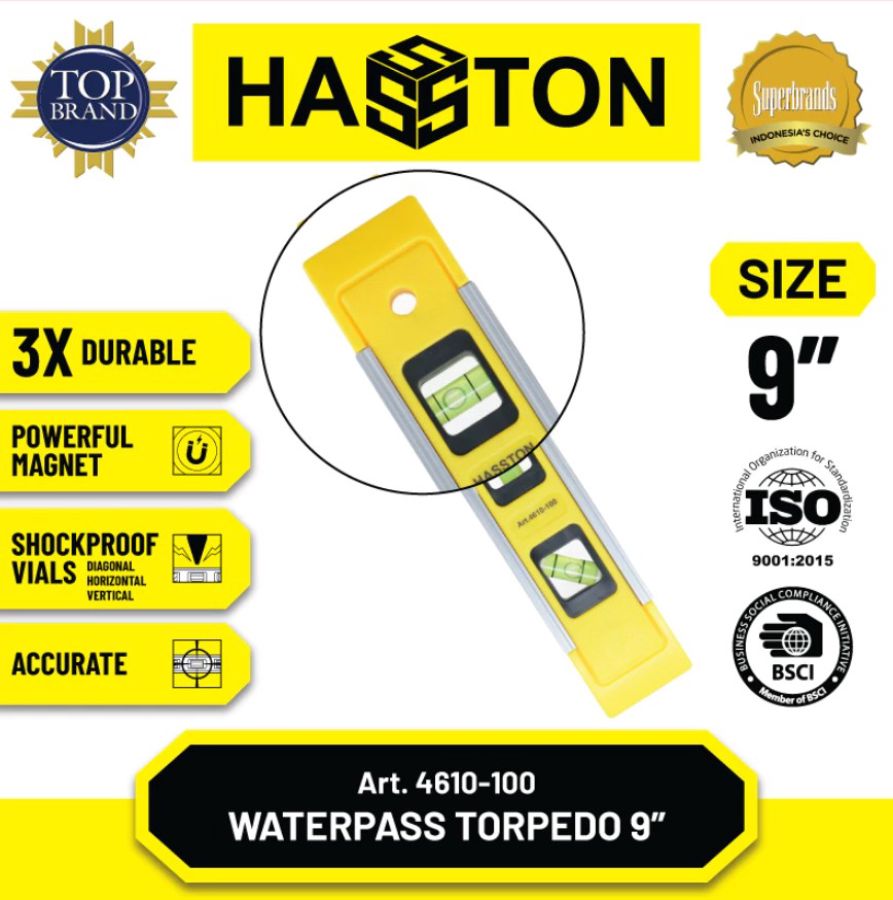 Hasston 4610-100 Waterpas Torpedo Magnet Alumunium 9inch