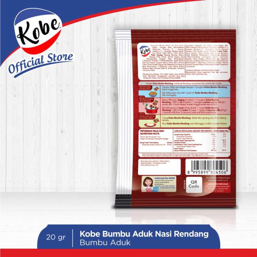 Kobe Bumbu Aduk Bumbu Rendang 20gr 3pcs