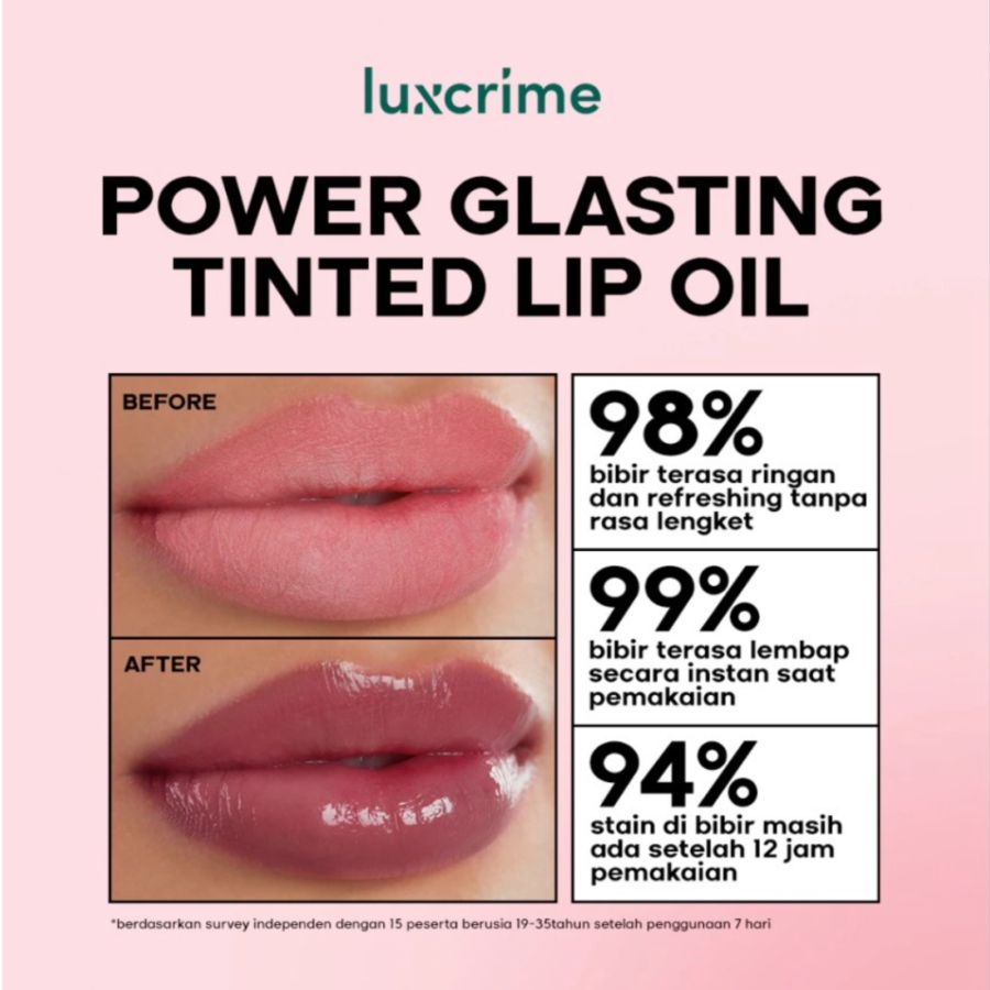Luxcrime Powder Glasting Tinted Peony Lip Oil 3gram