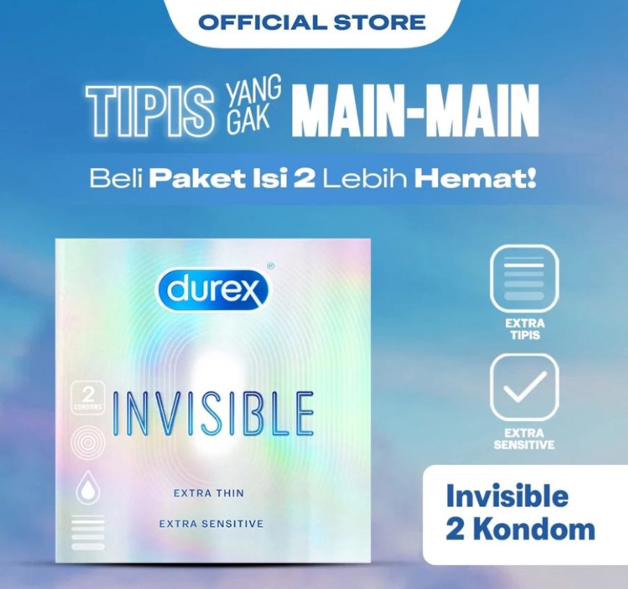 Durex Invisible Extra Thin Kondom Pria 2sachets