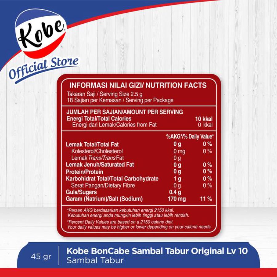 Kobe Boncabe Sambal Tabur Rasa Bawang Goreng Level 10 45gram