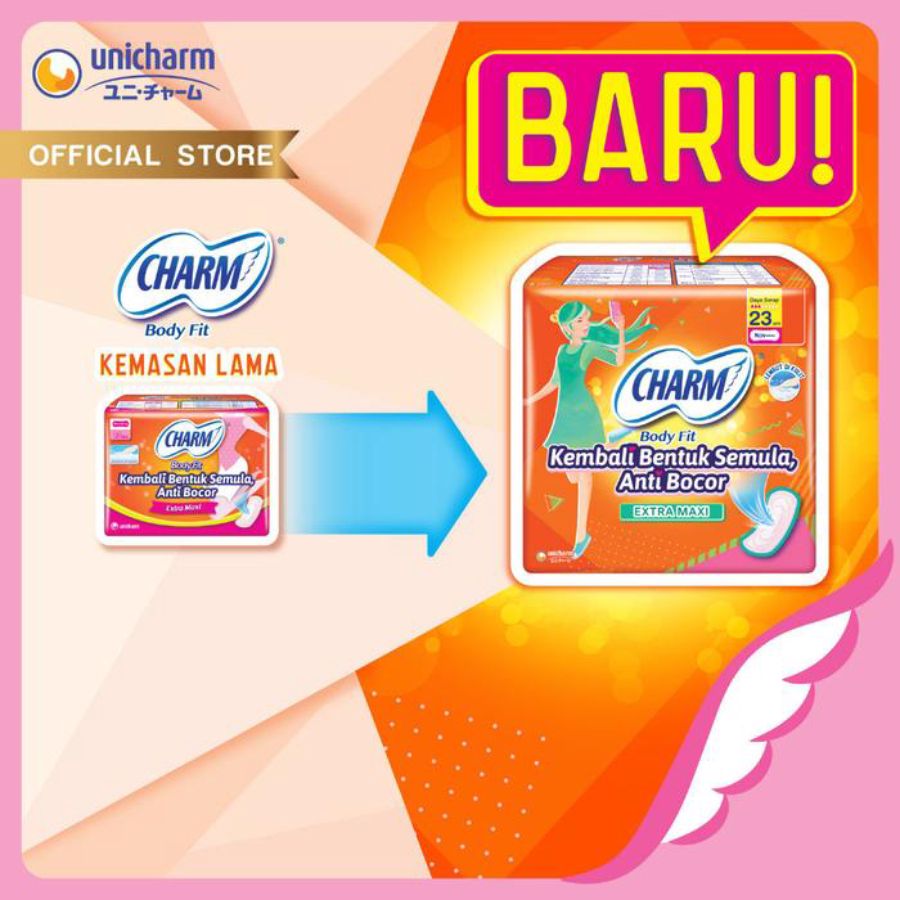 Charm Body Fit Extra Maxi Non Wing 23 cm Pembalut Kewanitaan 10pads