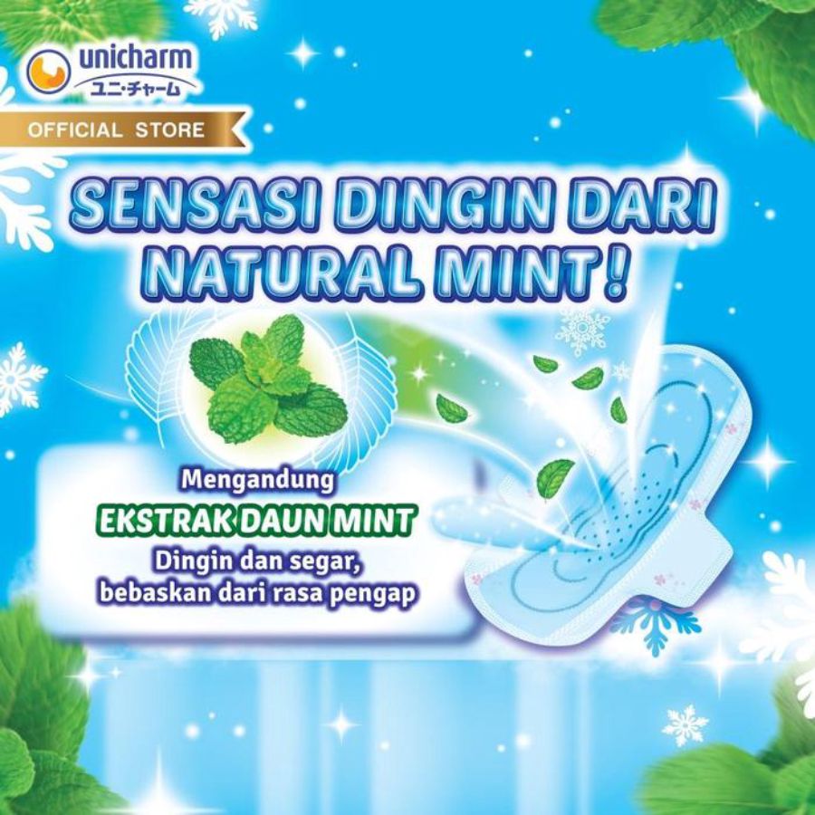 Charm Cooling Fresh Natural Mint Wing 23cm Pembalut Kewanitaan 22pads