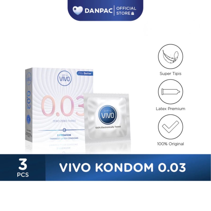 Vivo 0.03 Thinnest Premium Kondom Pria 3sachets