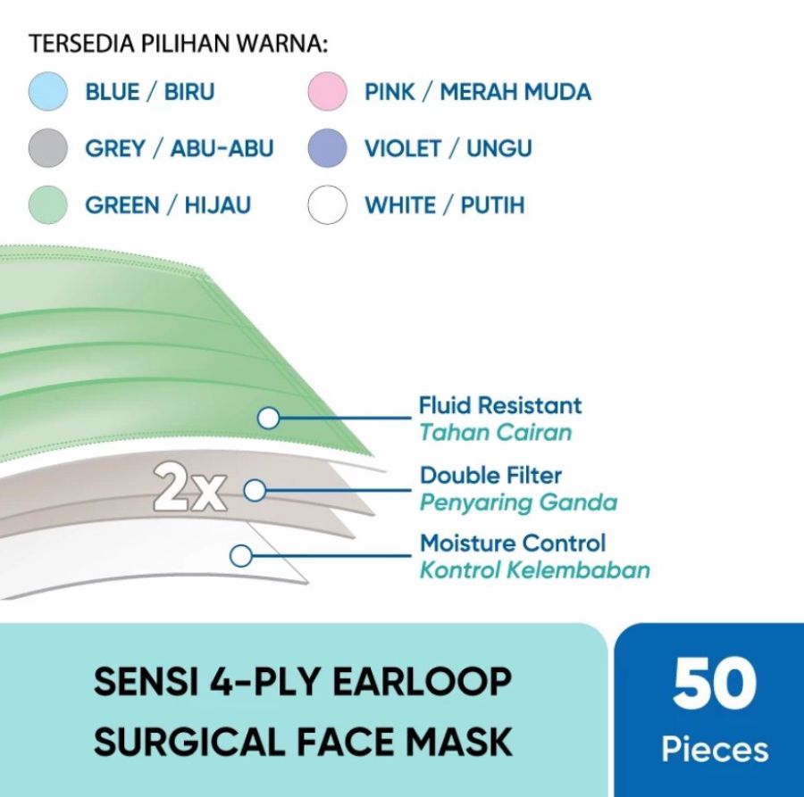 Sensi 3 Ply Earloop Surgical Face Mask 1box