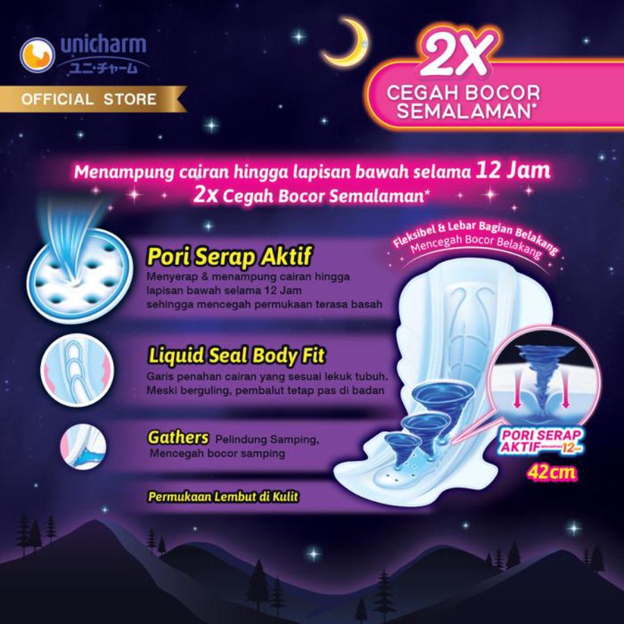 Charm Safe Night Gathers 42cm Pembalut Wanita 7pcs