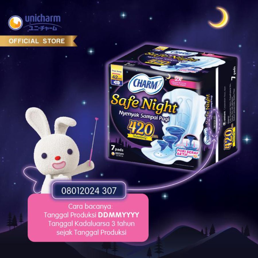 Charm Safe Night Gathers 42cm Pembalut Wanita 7pcs