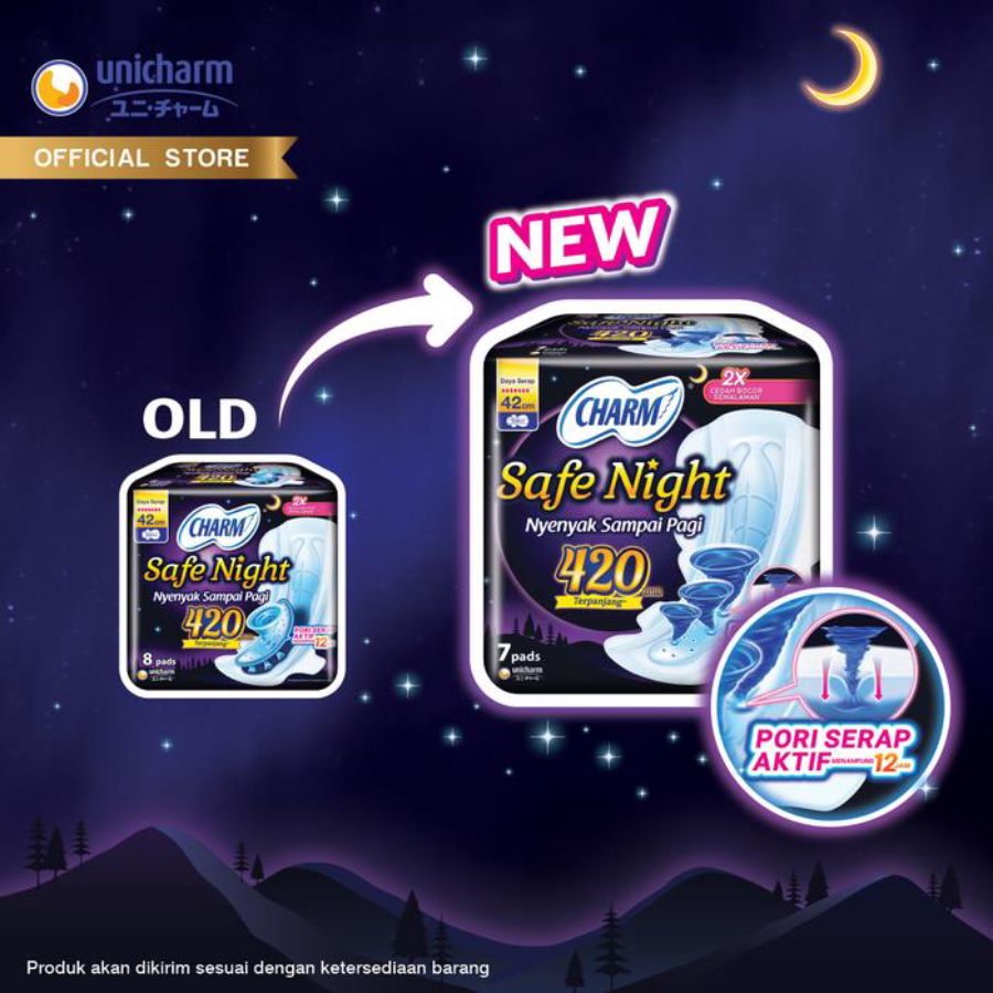 Charm Safe Night Gathers 42cm Pembalut Wanita 7pcs