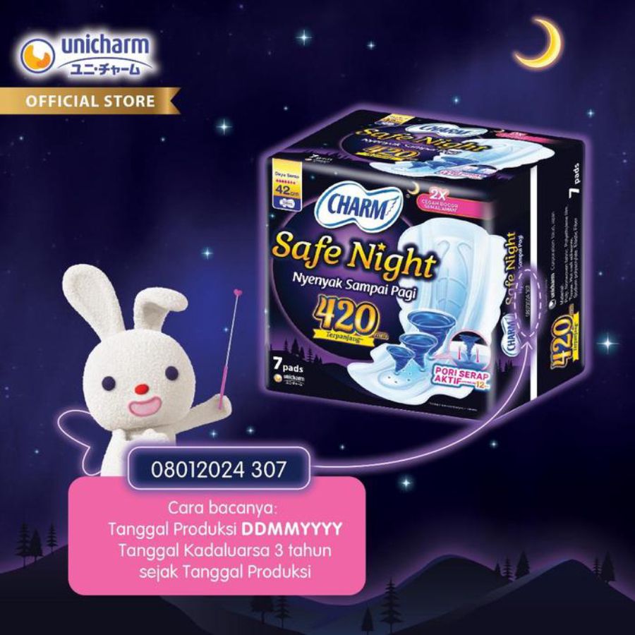 Charm Safe Night Wing 35cm Pembalut Wanita 12pcs