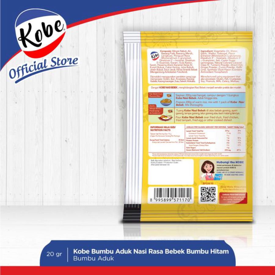 Kobe Bumbu Aduk Nasi Rasa Bebek Bumbu Hitam 20gr 3pcs