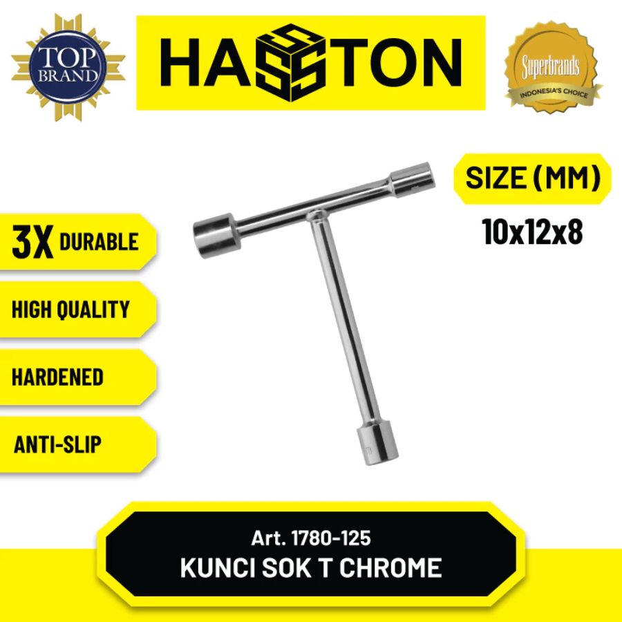 Hasston 1780 Kunci Sok T Chrome Socket Wrench-T