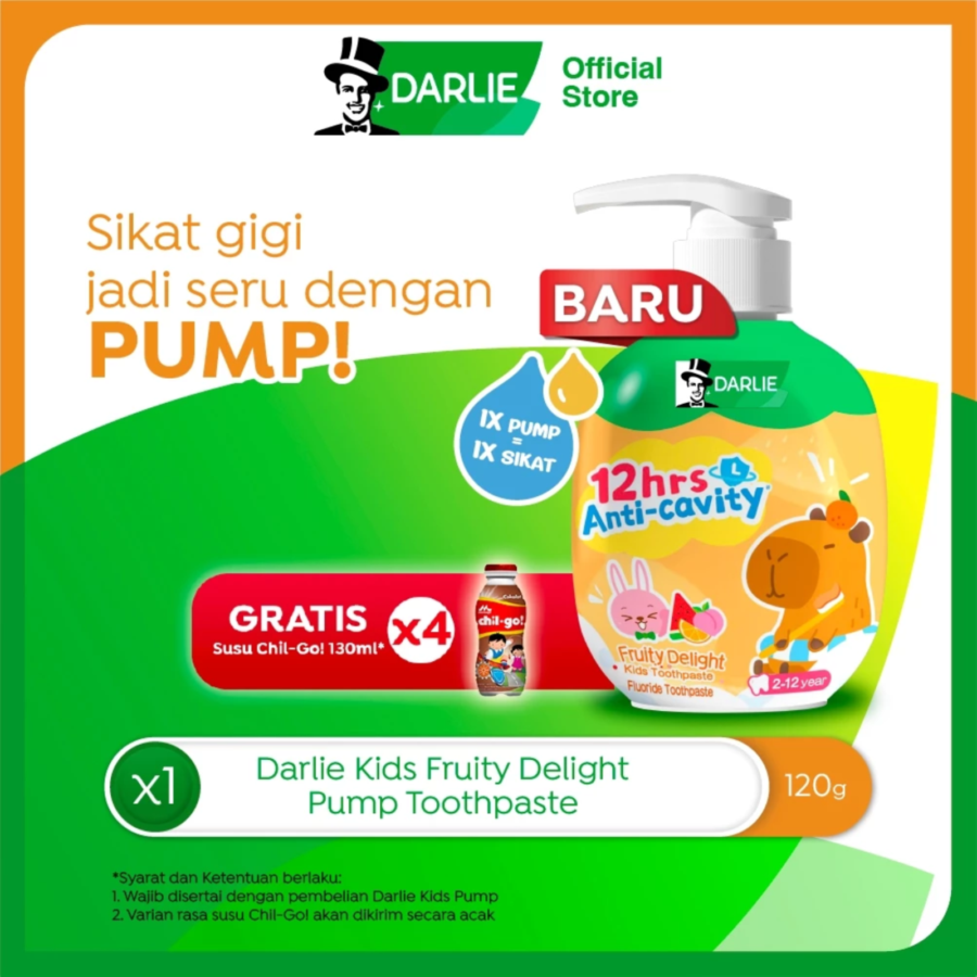 Darlie Kids Fruity Delight Pump Pasta Gigi Anak 120ml