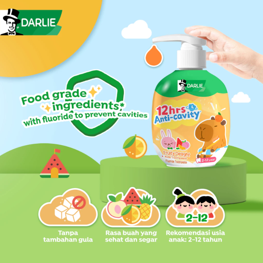 Darlie Kids Fruity Delight Pump Pasta Gigi Anak 120ml