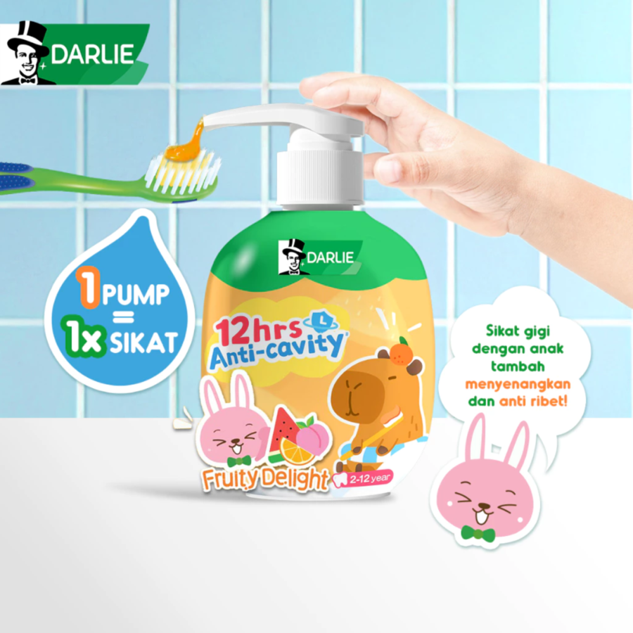 Darlie Kids Fruity Delight Pump Pasta Gigi Anak 120ml