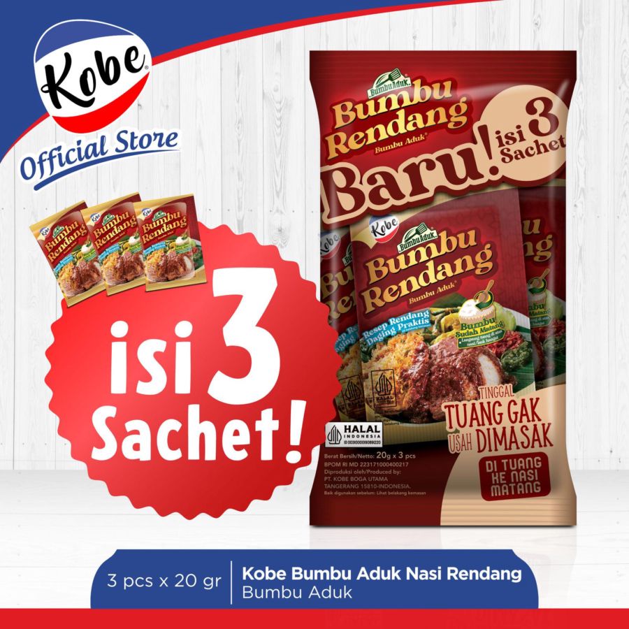 Kobe Bumbu Aduk Bumbu Rendang 20gr 3pcs