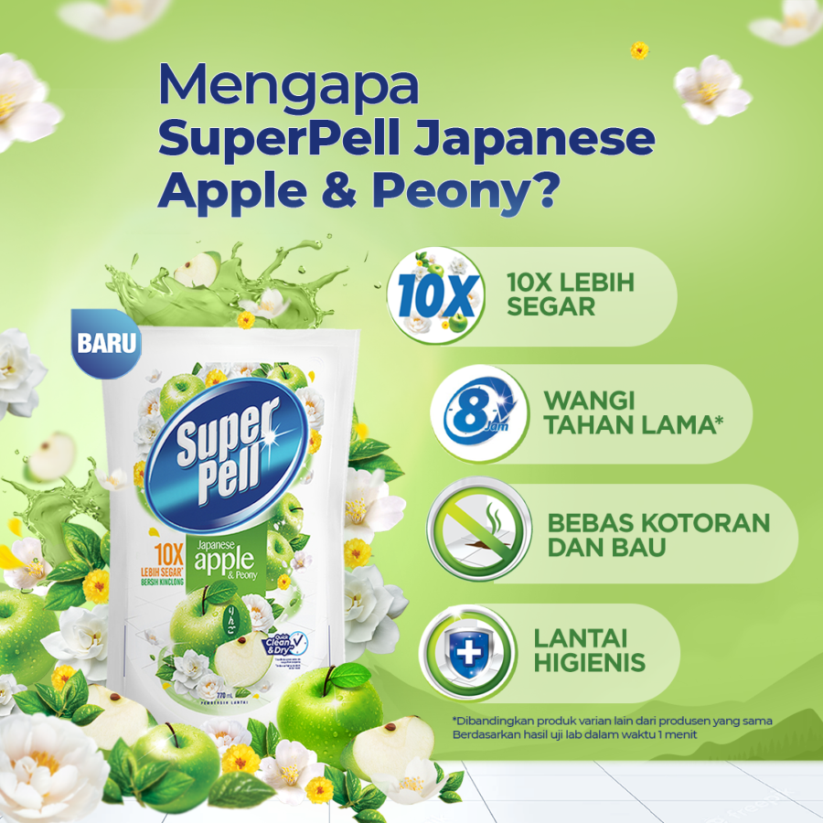 Bundle Isi 2 Superpell Japanese Apple & Peony Pembersih Lantai 760gram