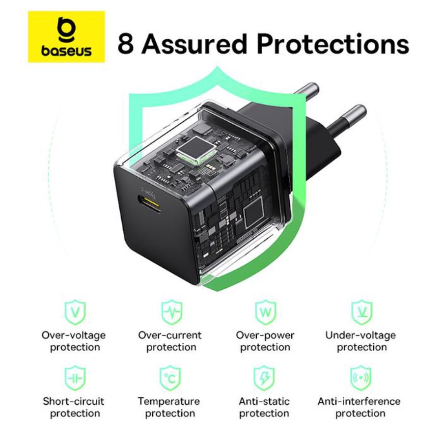  Baseus Palm Fast Charger C+U 30W EU Cluster Black