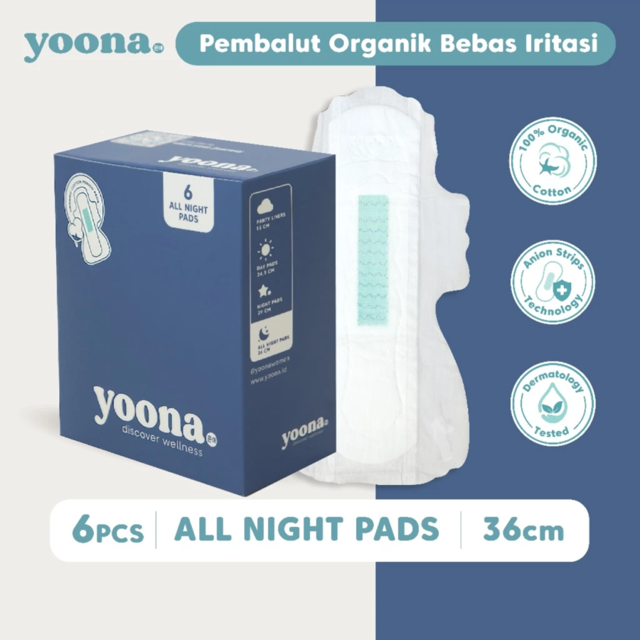 Yoona All Night Pad 36 cm Pembalut Kewanitaan 6pads
