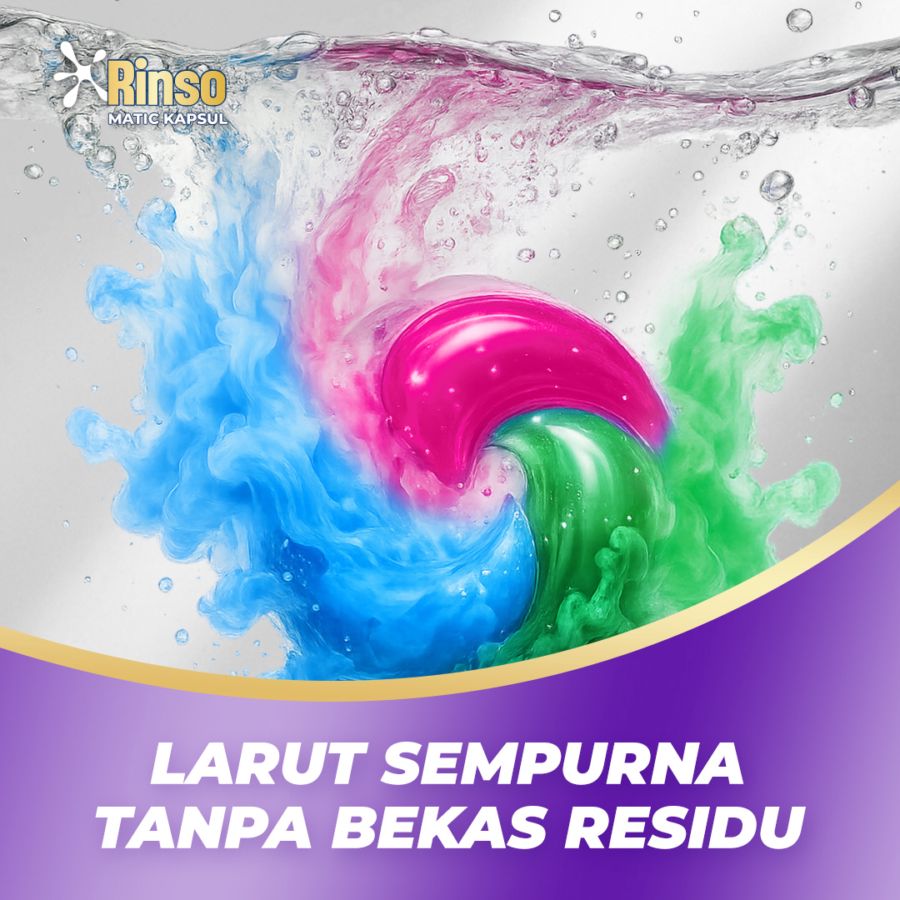 Rinso Kapsul Matic Lavender Fresh Deterjen Cair 18kapsul