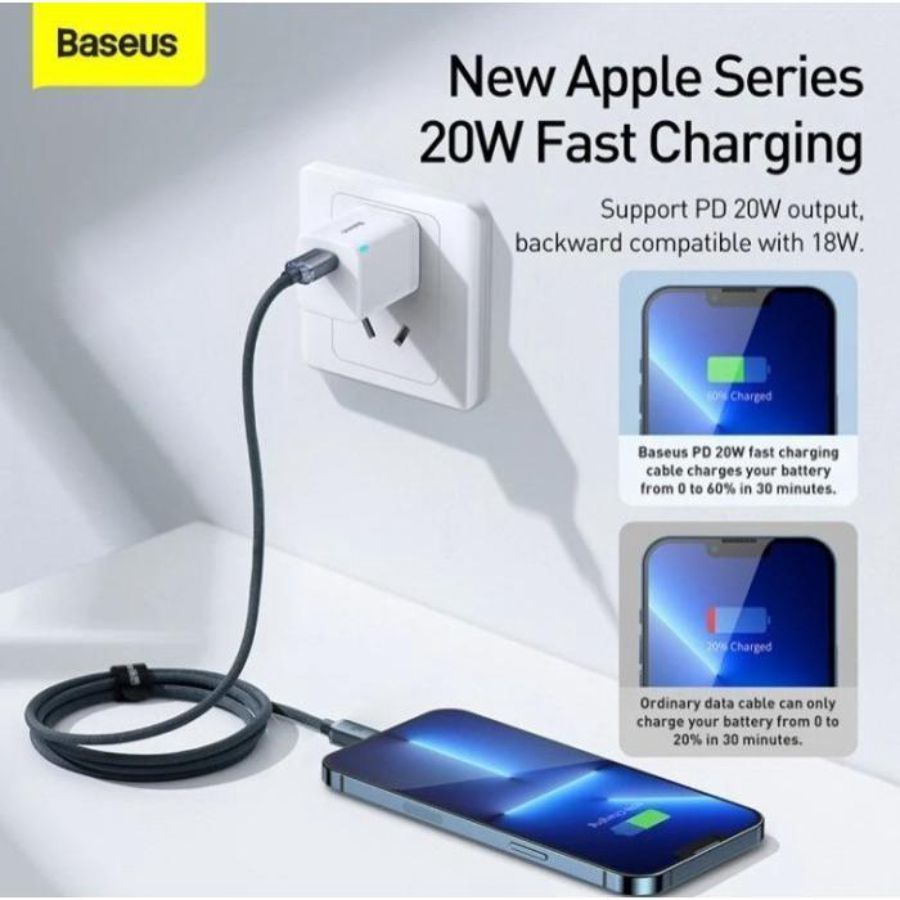 Baseus Crystal Shine Series Type-C to iP 20 Watt 1.2 m Black