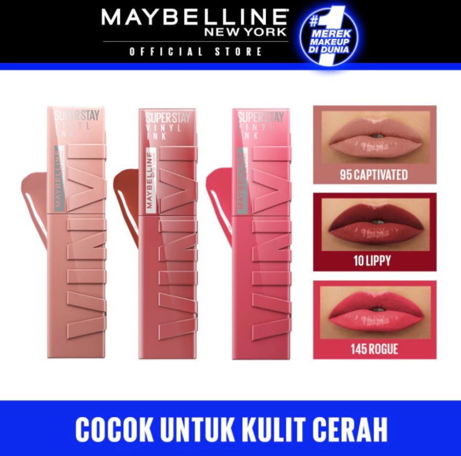Maybelline Superstay Vinyl Ink Fair (Captivated, Lippy, Rogue) Lipcream Kit 1 pack