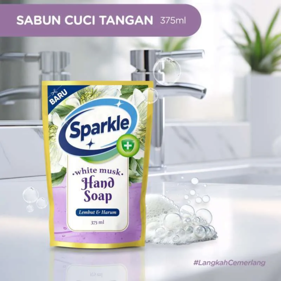 Sparkle Lembut & Harum White Musk Hand Soap Pouch 375ml