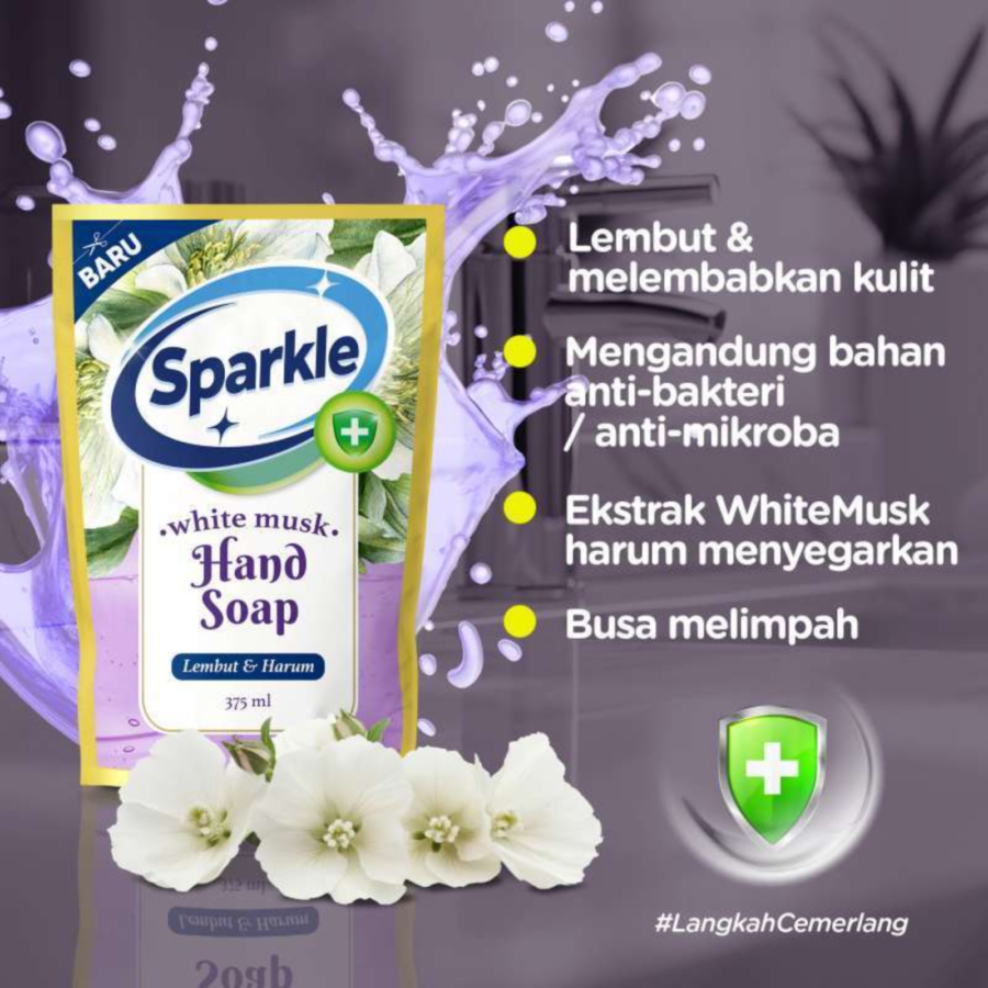 Sparkle Lembut & Harum White Musk Hand Soap Pouch 375ml