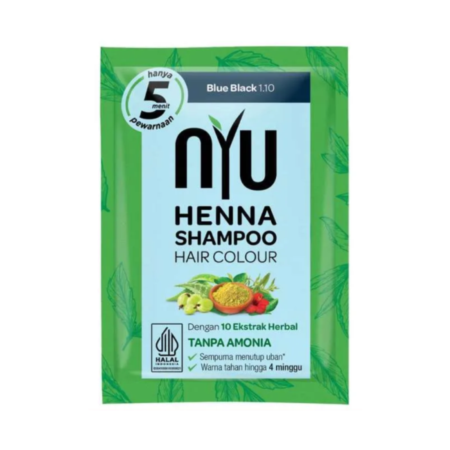 NYU Henna Shampoo Blue Black Hair Colour 20ml