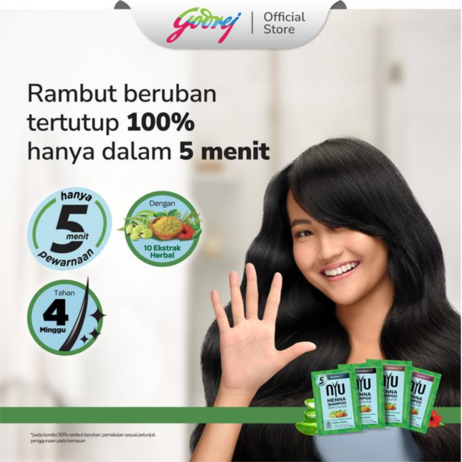 NYU Henna Shampoo Blue Black Hair Colour 20ml