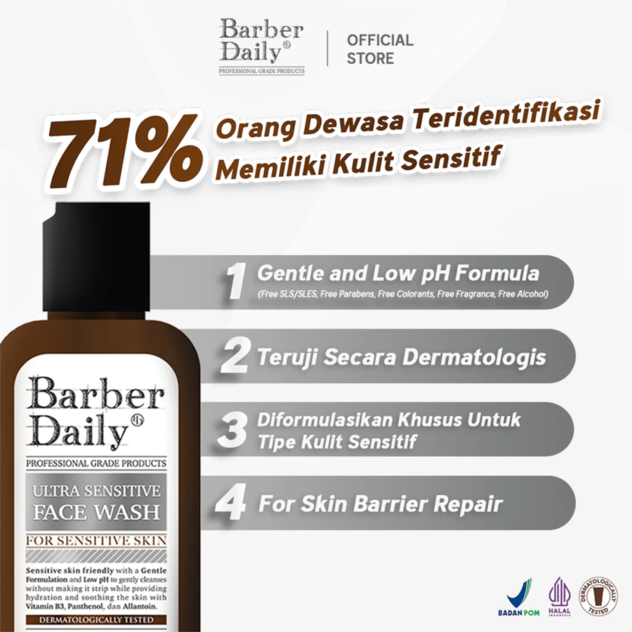Barber Daily Ultra Sensitive Face Wash Bottle 100ml