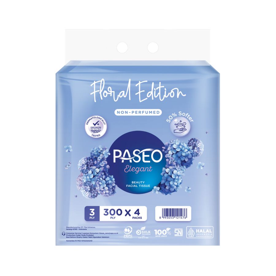Bundle Paseo Elegant Floral Edition Facial Soft Pack Tisu Wajah 300ply
