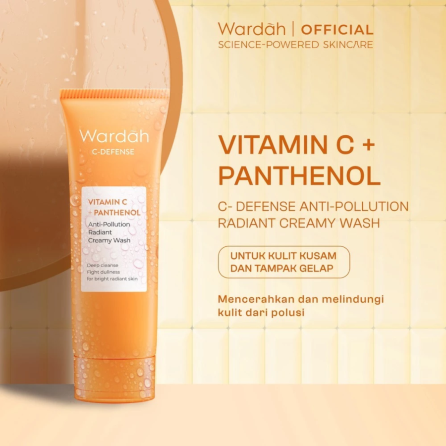Wardah C-Defense Vitamin C + Panthenol Anti-Pollution Radiant Creamy Facial Wash 100ml