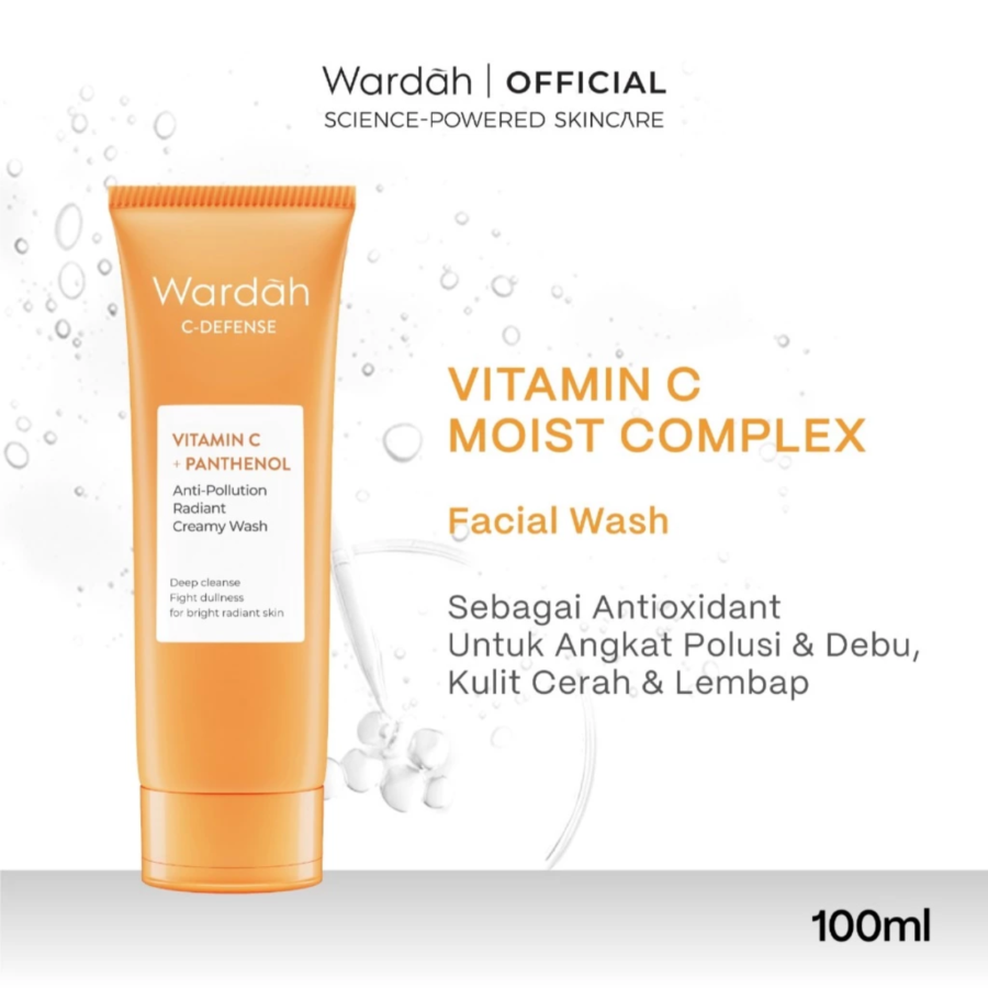 Wardah C-Defense Vitamin C + Panthenol Anti-Pollution Radiant Creamy Facial Wash 100ml
