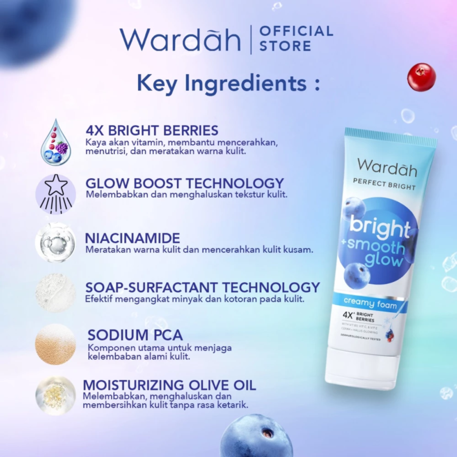 Wardah Perfect Bright Creamy Foam Bright + Smooth Glow 50ml