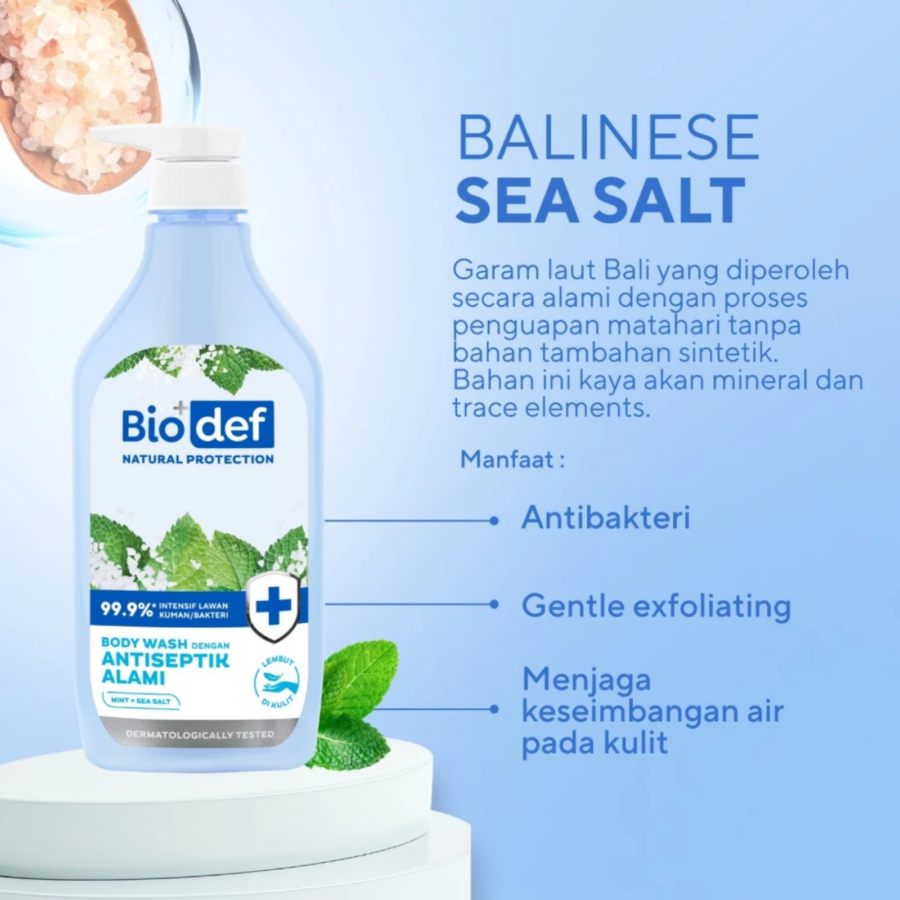Biodef Natural Protection Mint+Sea Salt Body Wash Antiseptik Alami Pouch 400ml