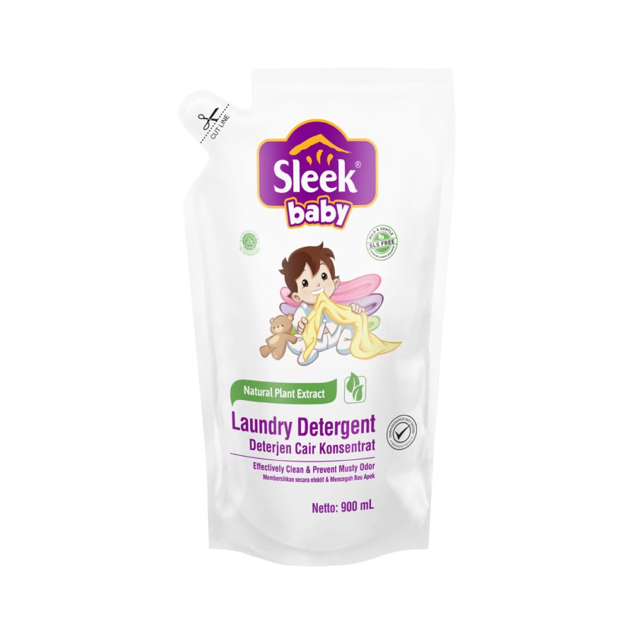 Sleek Baby Laundry Detergent Deterjen Cair Pouch 900ml