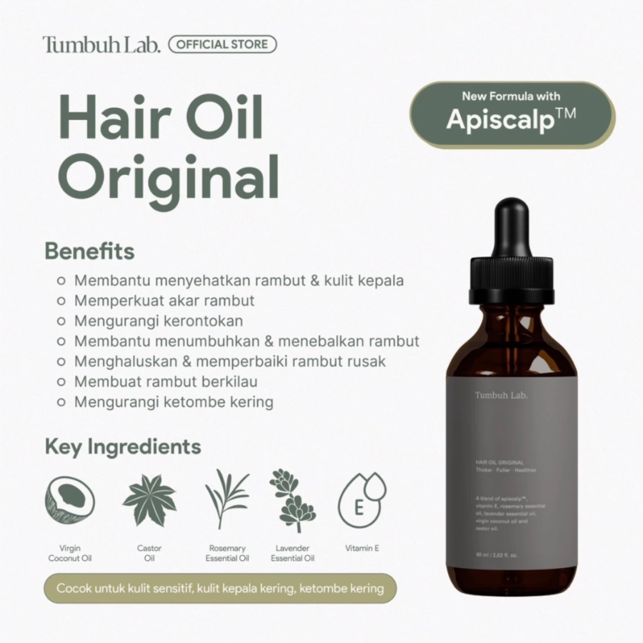 Tumbuh Lab Hair Oil Original New Formula Perawatan Rambut 60ml