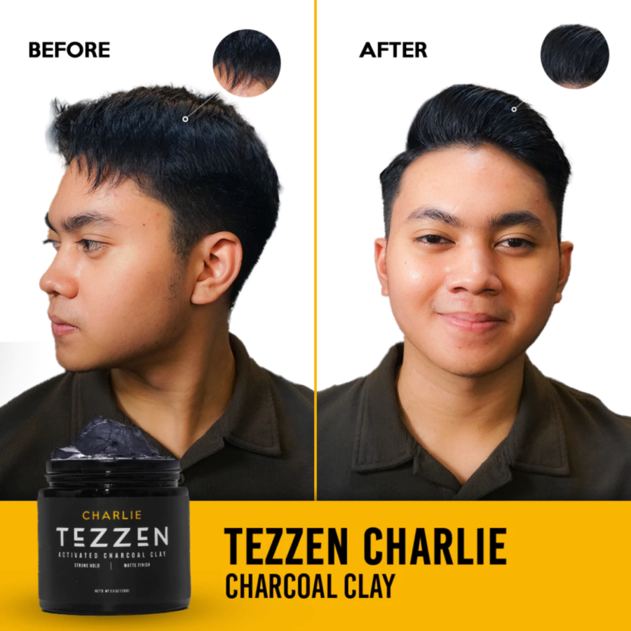 Tezzen Charlie Activated Charcoal Clay Penataan Rambut 100gram
