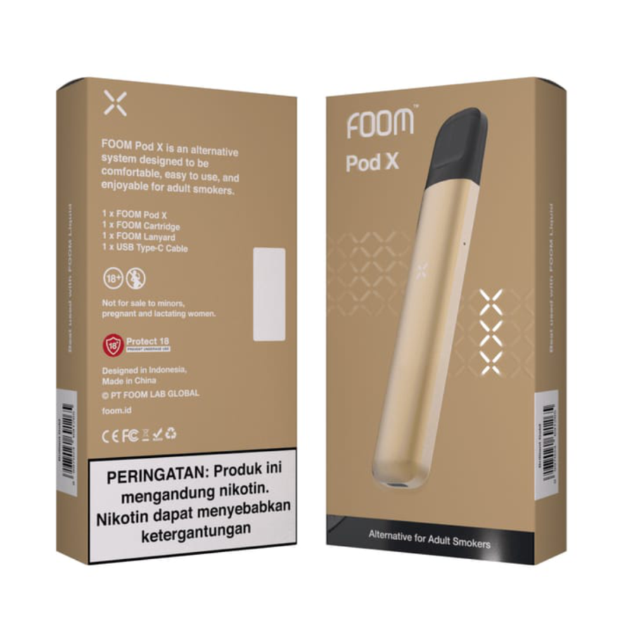 Foom Pod X Briliant Gold Rokok Elektrik 1pcs