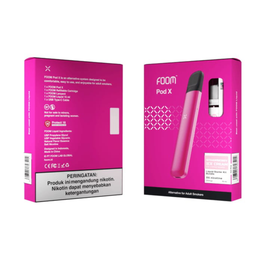 Foom Pod X Hot Pink + Strawberry Ice Cream Rokok Elektrik 1pack