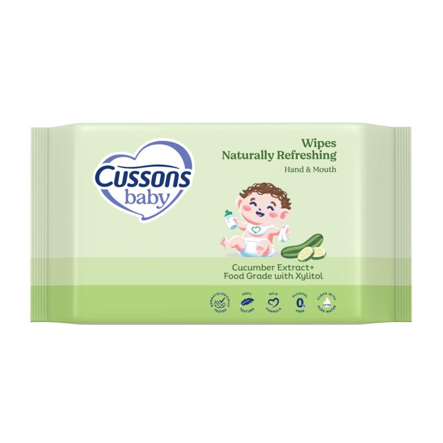 Cussons Baby Natural Refreshing Cucumber Extract Hand & Mouth Wipes 3pack