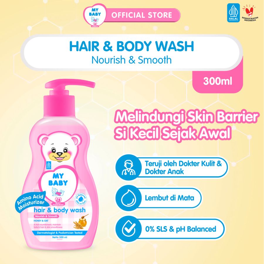 My Baby Hair & Body Wash Sweet Floral Honey Vitamin E Pump 300ml