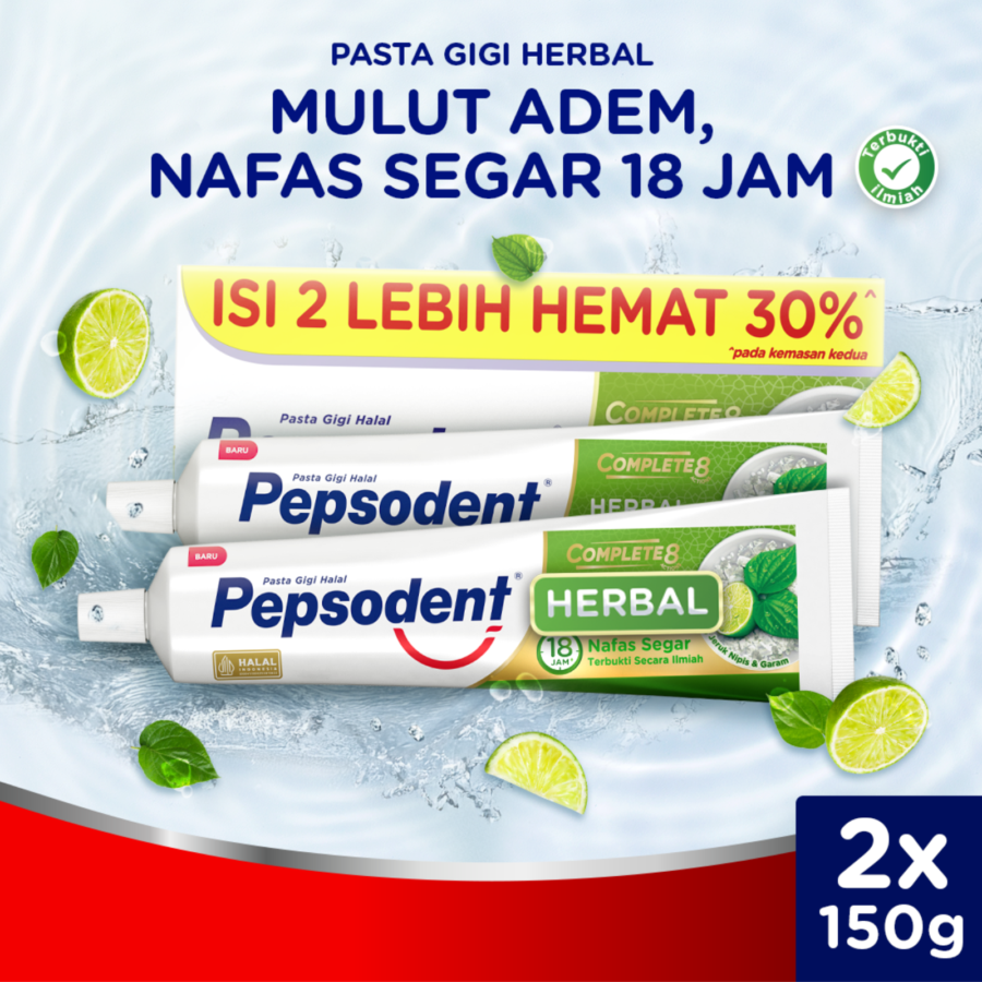Pepsodent Complete 8 Herbal Toothpaste 2 x 150 gram 1pack