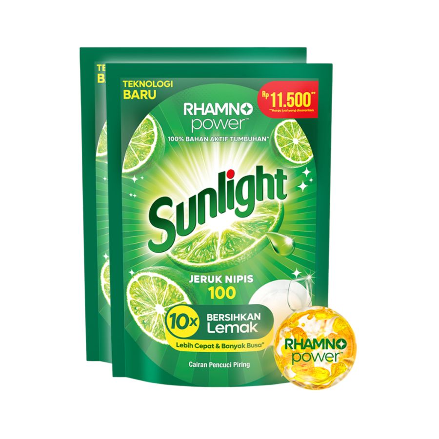 Bundle Isi 2 Sunlight Jeruk Nipis Cairan Pencuci Piring 635gram