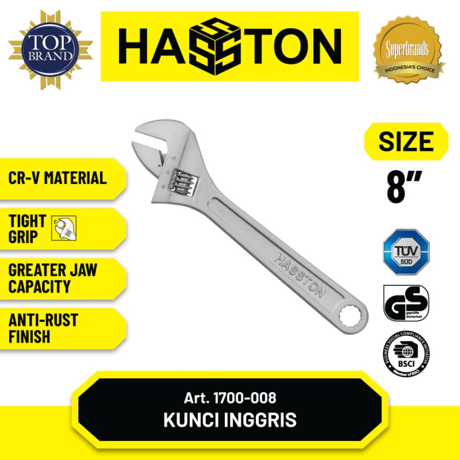 Hasston 1700 Adjustable Wrench Kunci Inggris 8inch