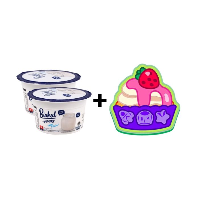 [Bundle] 2 Biokul Stired Yogurt Plain 80 ml + Rubber Coaster Cake Airo - Astro Kids